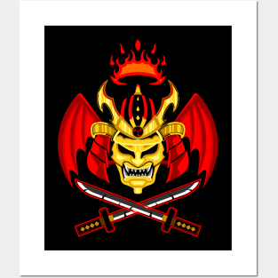 Bat Samurai with Fire Crown Posters and Art